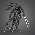 Mechanical Character Biomechanical Creature With Intricate Armor Sharp Blades And Detailed Design