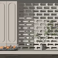 Elegant Modern Room Divider With White Perforated Design And Green Plant Decor