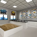School Science Classroom Featuring Sand Pit Educational Display Pictures And Lab Tables 3d model