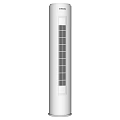 Tall White Vertical Air Conditioner Fan with Modern Sleek Design and Ventilation Grille