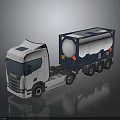 White Modern Truck With Large Cylindrical Tank In Blue Frame For Industrial Transportation