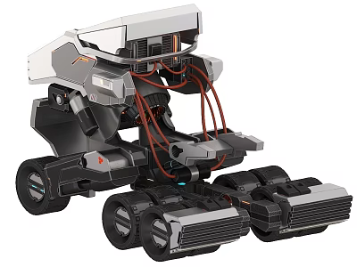 Modern Robotic Machine With Mechanical Arms And Multiple Wheel Structure 3d model