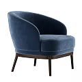 Modern Brown Curved Single Sofa With Soft Fabric And Dark Wood Legs