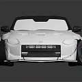 White Sports Car with Black Roof Large Red Accent Wheels and Aerodynamic Body Kit