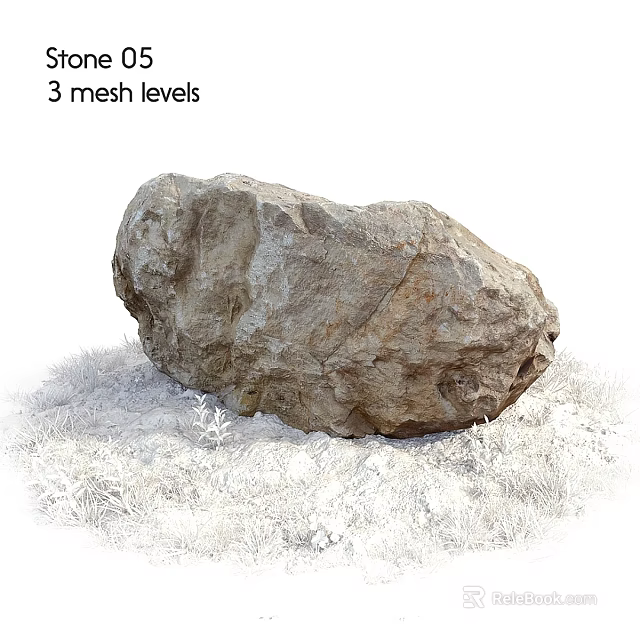 Outdoor Garden Decorative Rock Feature with Natural Green Grass Surroundings 3d model 