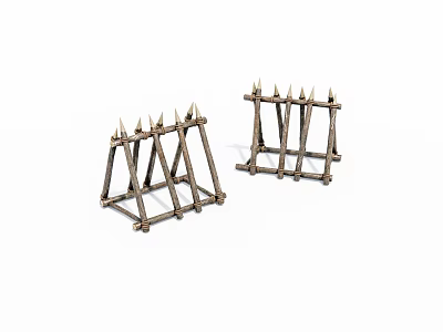 Wooden Spiked Defensive Barriers Historical Model Replicas Display Set 3d model