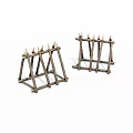 Wooden Spiked Defensive Barriers Historical Model Replicas Display Set