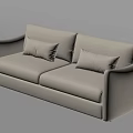 Modern Light Beige Fabric Two Seater Sofa With Soft Cushions And Armrests 3d model