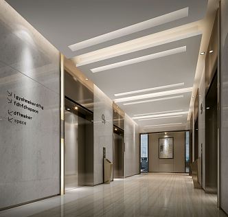 Modern elevator hall aisle 3d model