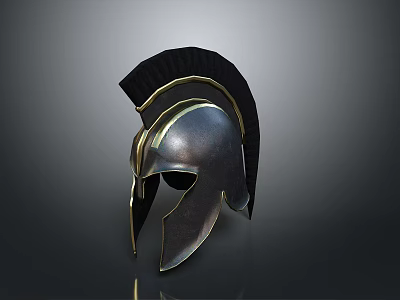 Ancient Weapon Gear Spartan Style Helmet With Metallic Finish Black Crest And Gold Accents 3d model