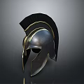 Ancient Weapon Gear Spartan Style Helmet With Metallic Finish Black Crest And Gold Accents