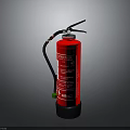Red Fire Extinguisher With Instruction Label And Hose For Home Safety Use