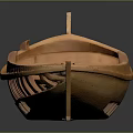 Handcrafted Wooden Boat Model With Intricate Interior Seats And Smooth Hull Design