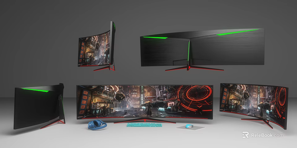 Curved Gaming Monitor With RGB Lighting Ultra Wide Screen For Gaming Setup 3d model 