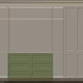 Modern White Bookcase With Green Drawers And Built In Lighting Design