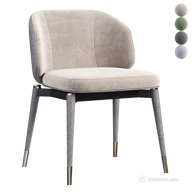 Light Gray Velvet Leisure Chair With Comfortable Seat And Gold Accent Metal Legs 3d model 