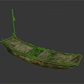 Ancient Wooden Boat Historical Water Transport With Weathered Wood Structure
