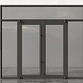Modern Glass Double Doors With Black Frame And Transparent Panels 3d model