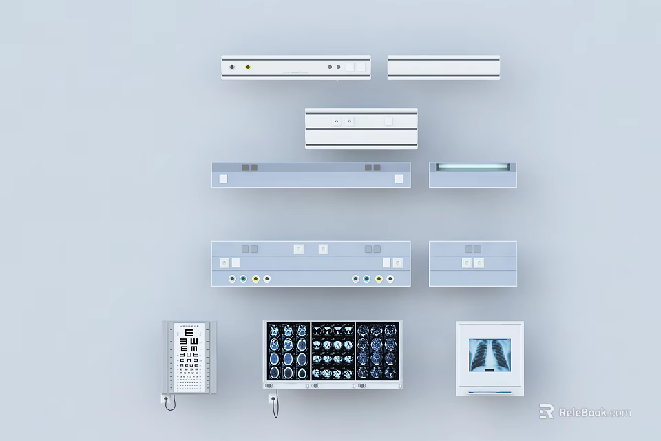 Medical Devices Including Wall Mounted Panels Control Units And X ray Film Viewer 3d model 