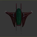 Detailed Streamline Aerospace Spacecraft Design Model With Green Purple Wings And Thrusters