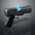 Futuristic Sci Fi Weapon With Blue Glowing Accents And Modern Tactical Design