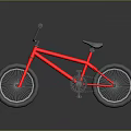 Red BMX Bicycle With Black Handlebar Thick Tires And Silver Spokes