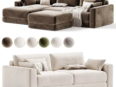 Comfortable Sectional Sofa With Multiple Color Options And Decorative Throw Pillows 3d model