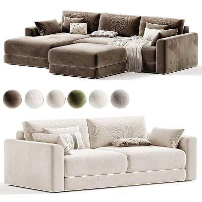 Comfortable Sectional Sofa With Multiple Color Options And Decorative Throw Pillows 3d model