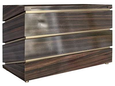 Elegant Modern Reception Desk With Dark Wood Finish And Gold Metal Strips 3d model
