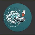 Giant Whale Jumping Out Of Water With Splashing Waves Near Small Boat With Person