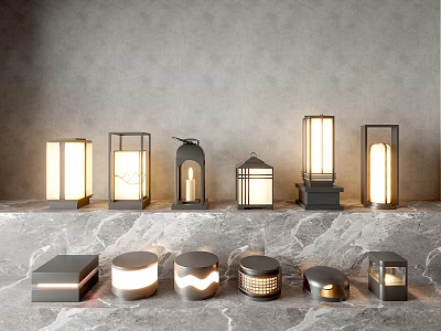 Outdoor Lights Featuring Modern Lantern Style Designs Metal Frames Glass Panels And Sleek Shapes 3d model