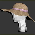 Fashionable Wide Brim Straw Hat With Pink Ribbon For Summer