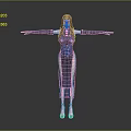 Game Movie Character Featuring Purple Hair Blue Qipao Dress Pink Accents Black Gloves High Heels