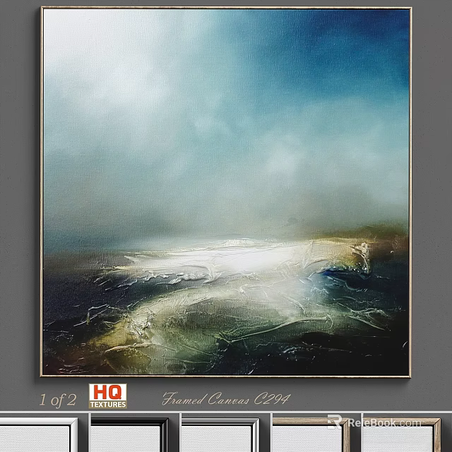 Modern Decorative Frame With Abstract Ocean Painting For Home Wall Decor 3d model 