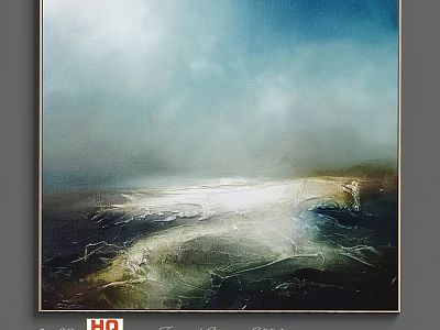 Modern Decorative Frame With Abstract Ocean Painting For Home Wall Decor 3d model