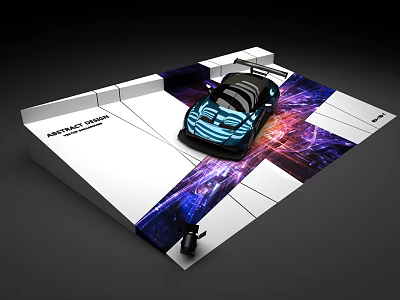 Modern Display Stand Car Booth 3d model