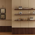 Modern Wall Mounted Shelves Displaying Wine Bottles Glasses And Decor Items