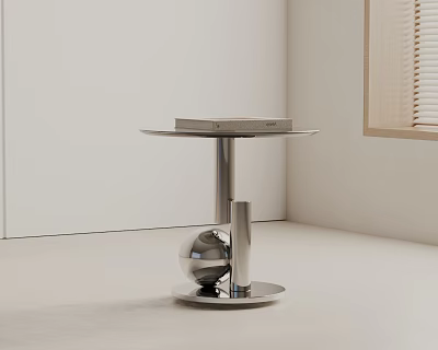Modern Minimalist Side Table For Living Room Interior With Metal Frame Spherical Base And Book 3d model