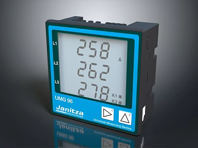 Janitza UMG 96 Digital Meter Display With Current And Energy Values 3d model