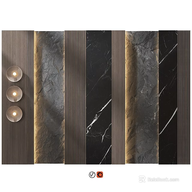 Modern Wall Hanging Decor With Metal Stone Accents For Home Interior Design 3d model 