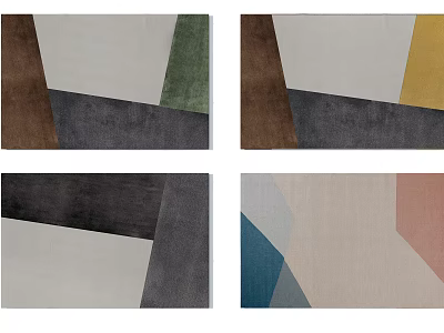 Modern square carpet imported high-grade black and white gray color geometric figure carpet 3d model