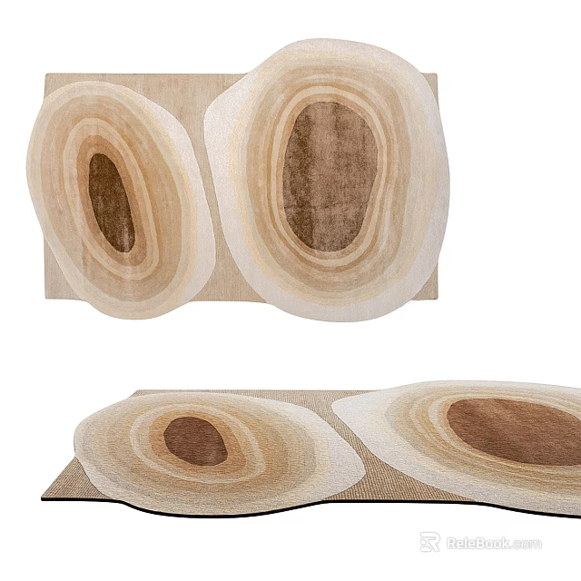 Stylish Layered Rug With Circular Patterns In Beige And Brown Tones 3d model 