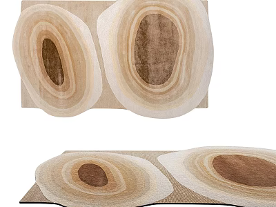 Stylish Layered Rug With Circular Patterns In Beige And Brown Tones 3d model