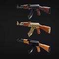 AK submachine gun machine gun machine gun semi-automatic rifle assault rifle firearms low face number low model simple model game sub-era film and television level 3d model