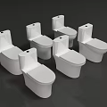 Multiple White Toilets Displayed From Various Angles In Product Showcase 3d model