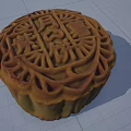 Traditional Chinese Mooncake With Hand Carved Surface Patterns And Characters 3d model