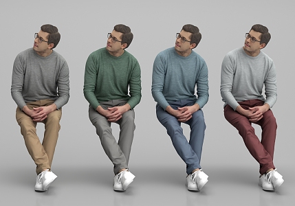 Modern Men Sitting Fashion Men 3d model