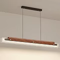 Modern Wooden Rectangular Pendant Light With Transparent Frame Hanging From Ceiling 3d model
