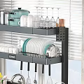 Over Sink Kitchen Organizer With Dishes And Utensils 3d model