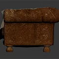 Vintage Leather Tufted Sofa With Plaid Blanket On Armrest Classic Design 3d model